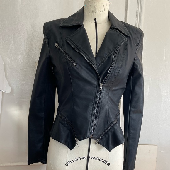 BLANK NYC black vegan leather jacket, fitted, size: XS - Picture 1 of 15